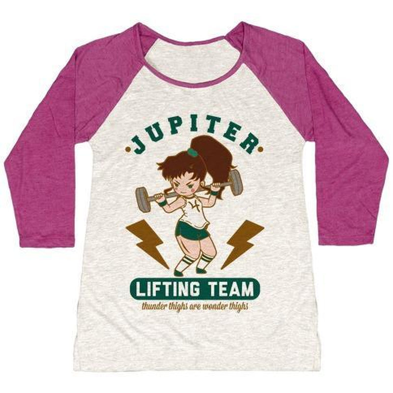 JUPITER LIFTING TEAM THUNDER THIGHS ARE WONDER THIGHS WOMEN'S TRI-BLEND BASEBALL TEE