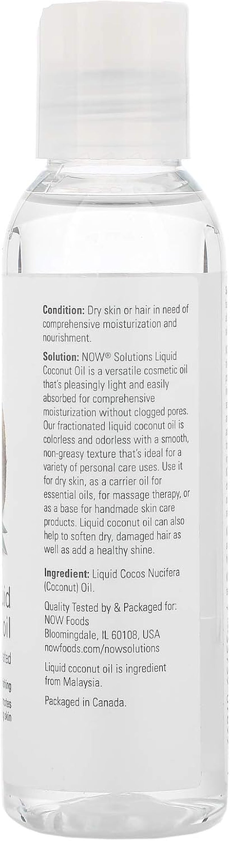 NOW Solutions, Liquid Coconut Oil, Light and Nourishing, Promotes Healthy-Looking Skin and Hair, 4-Ounce