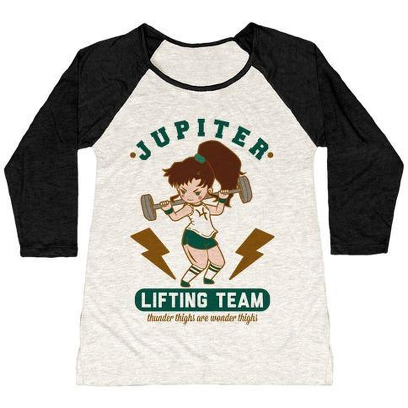 JUPITER LIFTING TEAM THUNDER THIGHS ARE WONDER THIGHS WOMEN'S TRI-BLEND BASEBALL TEE