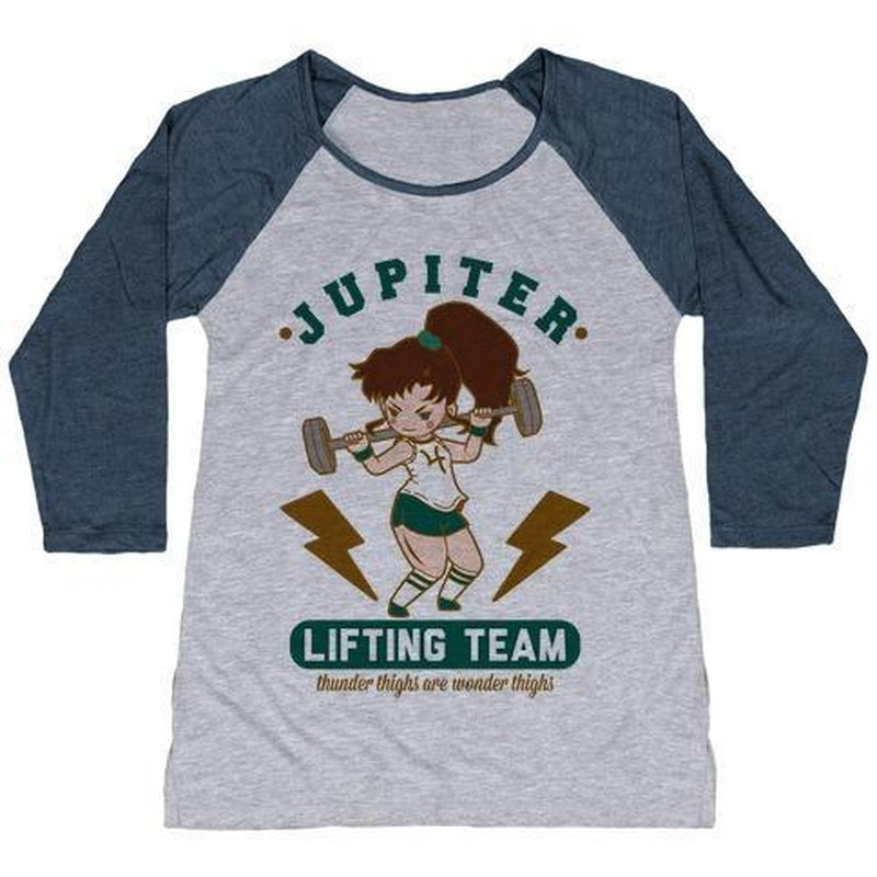 JUPITER LIFTING TEAM THUNDER THIGHS ARE WONDER THIGHS WOMEN'S TRI-BLEND BASEBALL TEE