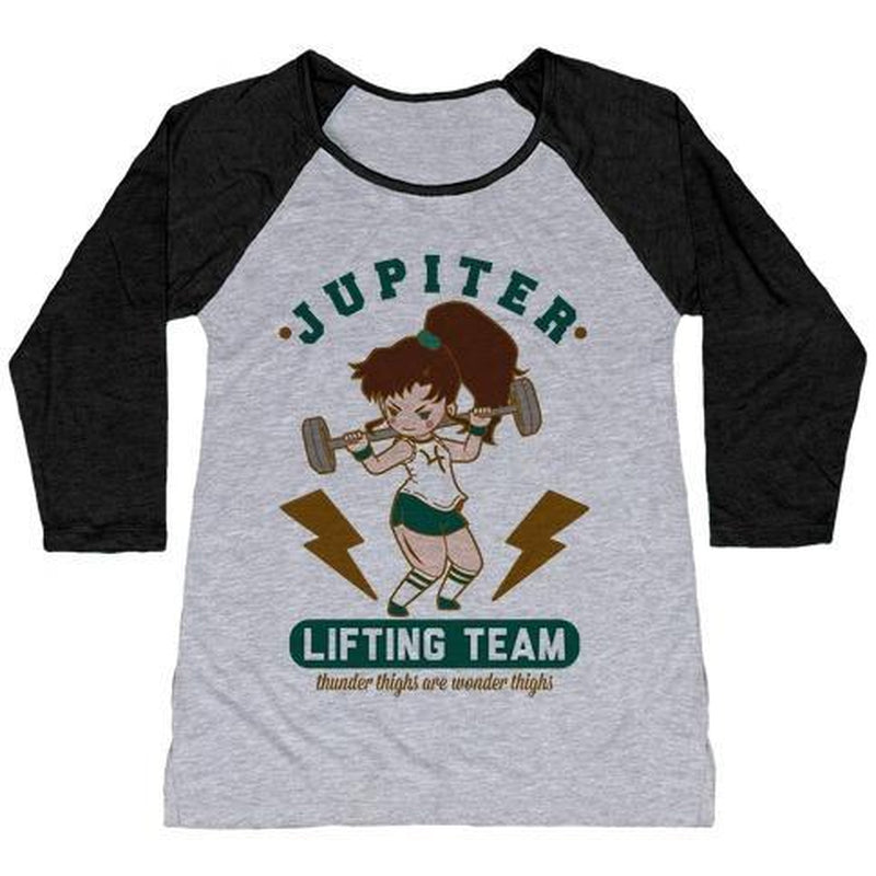 JUPITER LIFTING TEAM THUNDER THIGHS ARE WONDER THIGHS WOMEN'S TRI-BLEND BASEBALL TEE
