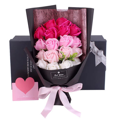 18Pcs/Box Soap Flower Bouquet Beautiful Flora Scented Bath Soap Flower in Gift Box for Anniversary Valentine'S Day Mother Day
