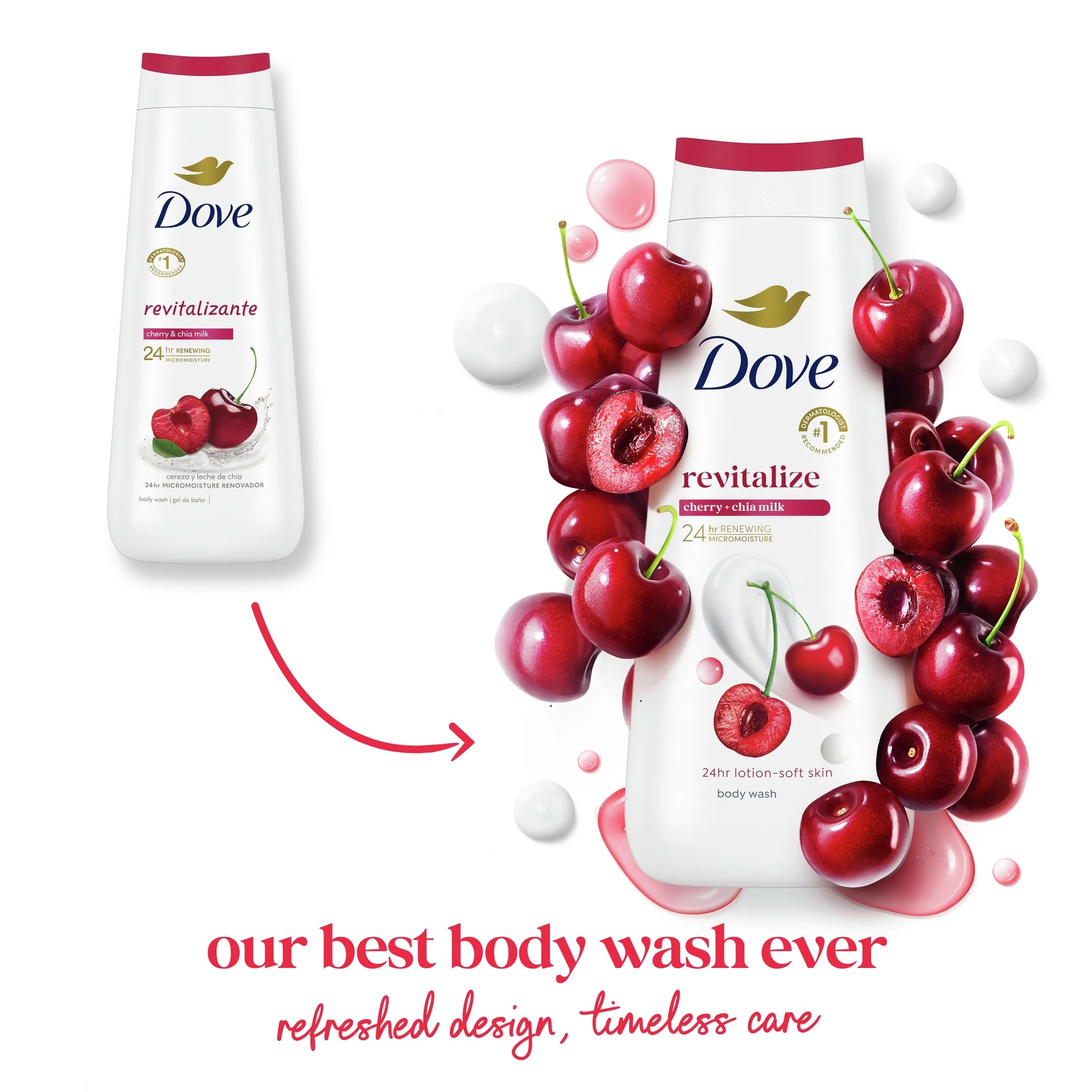 Body Wash for Women Moisturizing Revitalize Cherry & Chia Milk Cleanser, 20 Oz